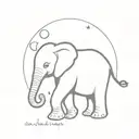 baby elephant with a full moon on back tattoo design idea