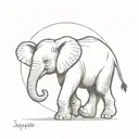 baby elephant with a full moon on back tattoo design idea
