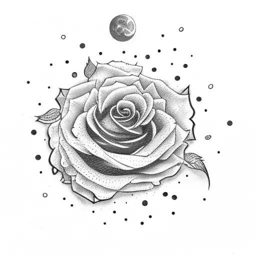 rosas una luna sol  tattoo design idea