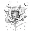 rosas una luna sol  tattoo design idea
