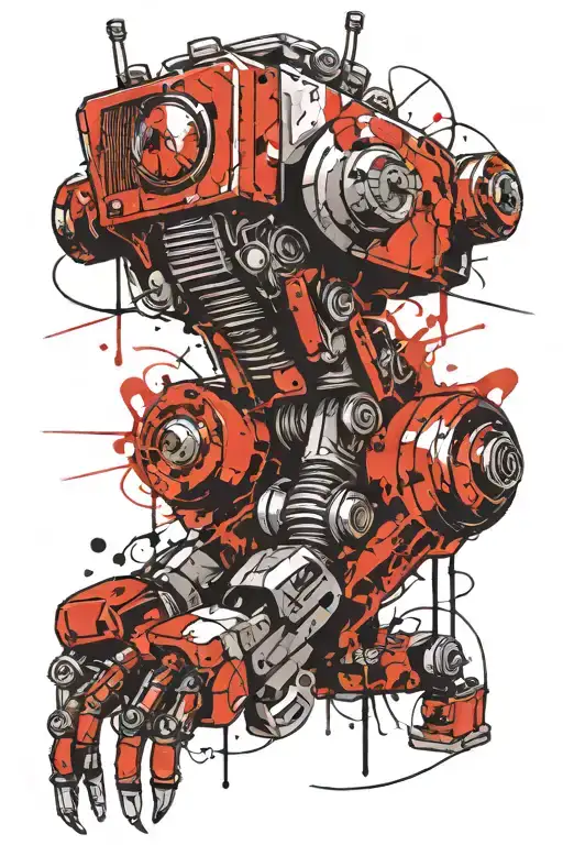 robot leg sleeve tattoo design idea