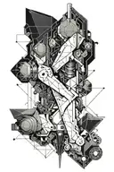 mech leg sleeve tattoo design idea