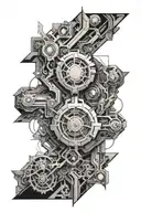 biomech bionic cyborg tattoo design idea