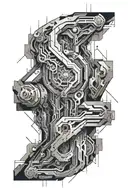 biomech bionic cyborg tattoo design idea