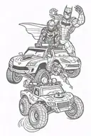 Batman, spider man, groot, lightening McQueen and mater tattoo design idea