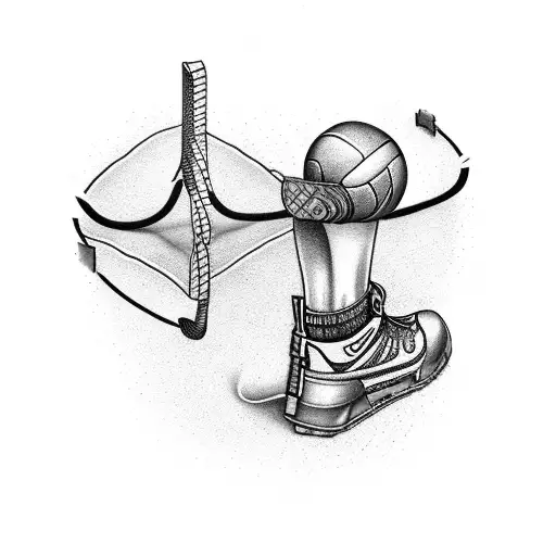 welding ankle and volleyball tattoo design idea