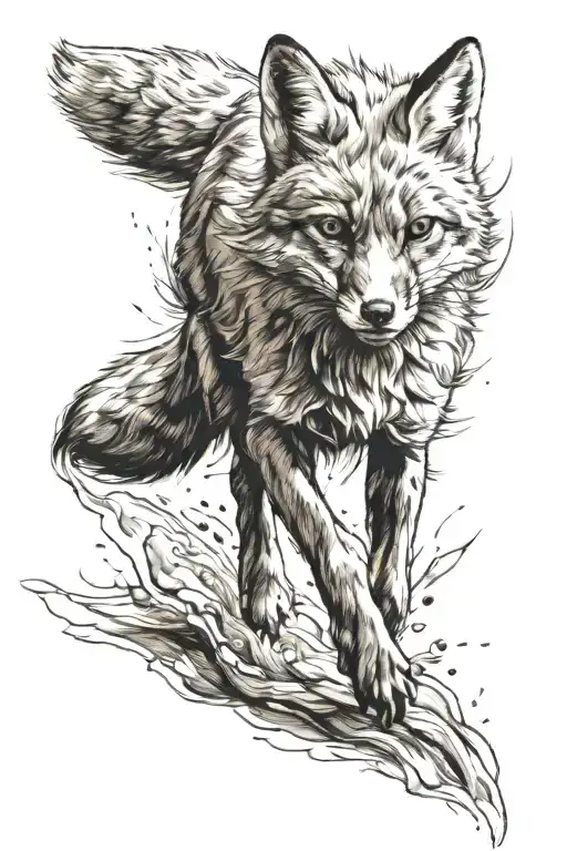 fox running freely symbolizing freedom tattoo design idea