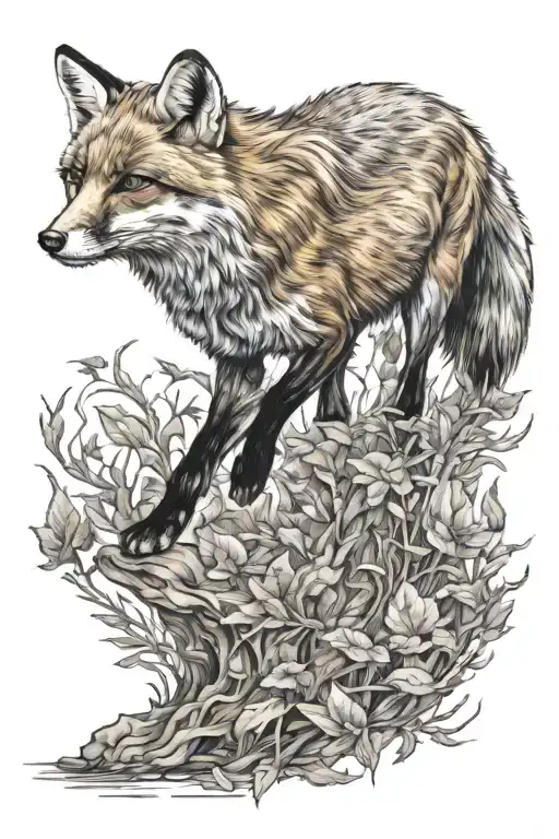 fox running view from the side top tattoo design idea