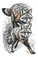 fox running tattoo design idea
