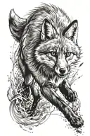 fox running tattoo design idea