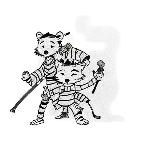 calvin and hobbes samurai tattoo design idea