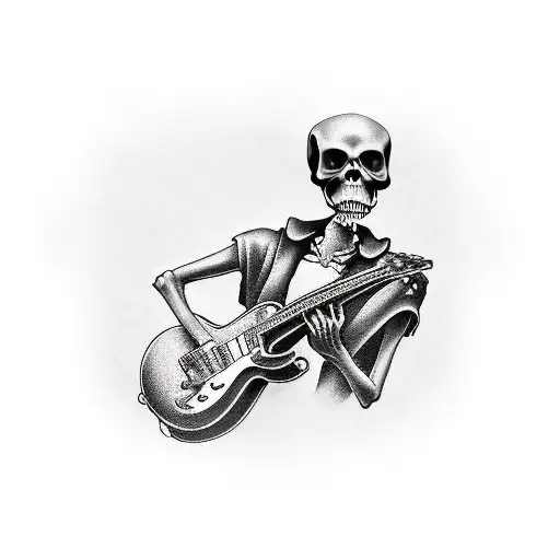 grim reaper playing guitar tattoo design idea