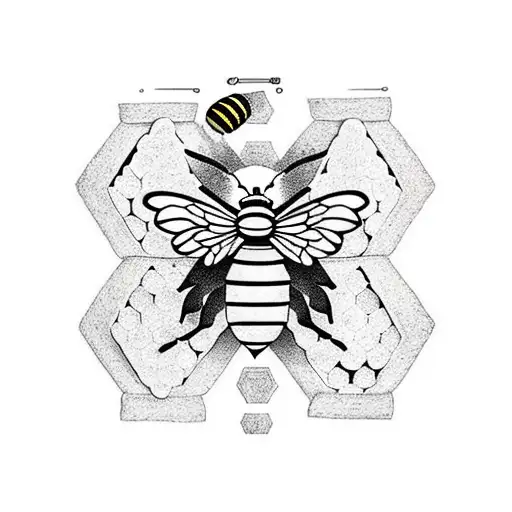honeycomb & bees tattoo design idea