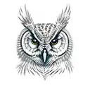 owl on a branch solid black tattoo design idea