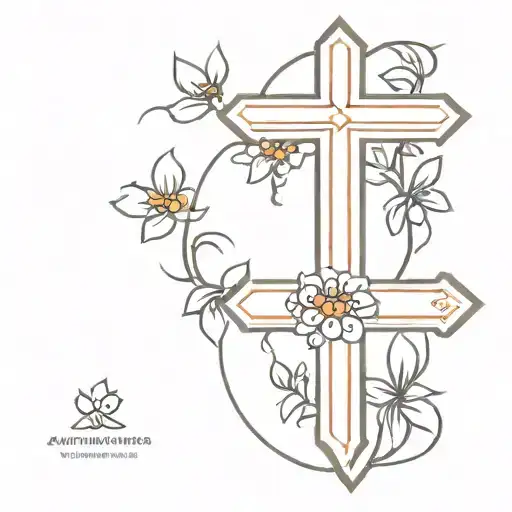 armenian cross with grapes and orange blossoms tattoo design idea