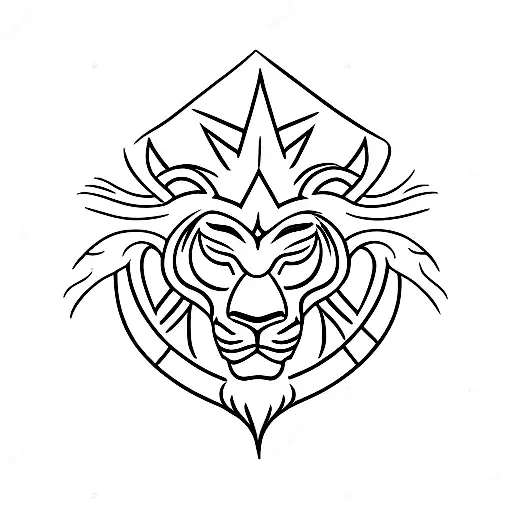 zodiac arrow and lion and fire tattoo design idea