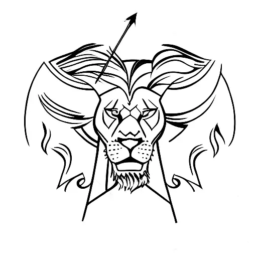 arrow with lion and fire  tattoo design idea
