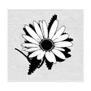 Three daisies, with stems, intertwined, one on top of the other, in black and white. tattoo design idea