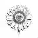 Three daisies, with three stems, intertwined, one on top of the other, in black and white. tattoo design idea