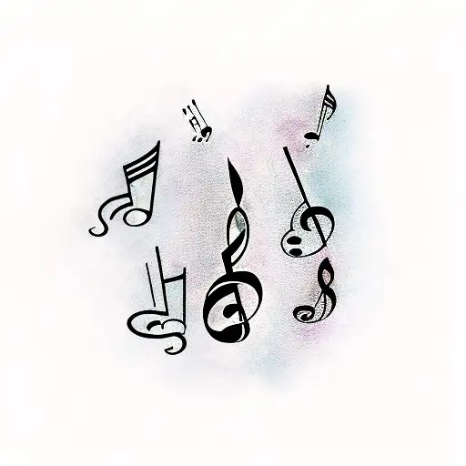 music notes fading away tattoo design idea