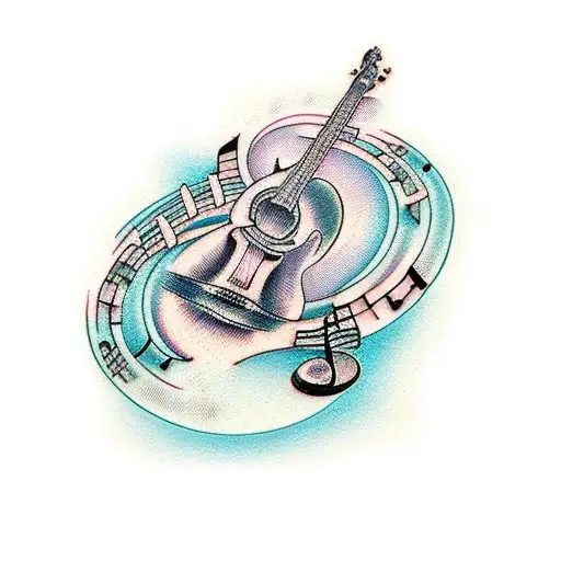 music notes fading away tattoo design idea