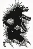 Spinosaurus skeleton roaring tattoo design idea