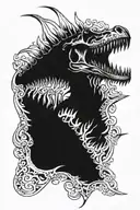 Spinosaurus skeleton roaring tattoo design idea