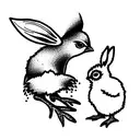 baby chicken and baby bunny tattoo design idea