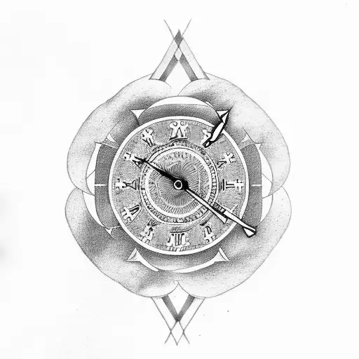 Clock and words and swords and ace of hearts tattoo design idea