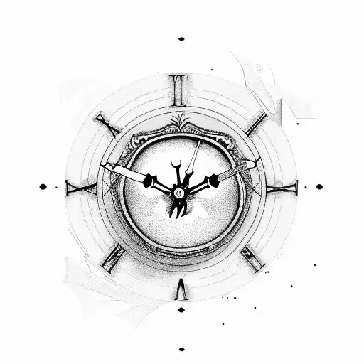 Clock, words, swords, ace of hearts tattoo design idea