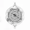 Clock and words and swords and ace of hearts tattoo design idea