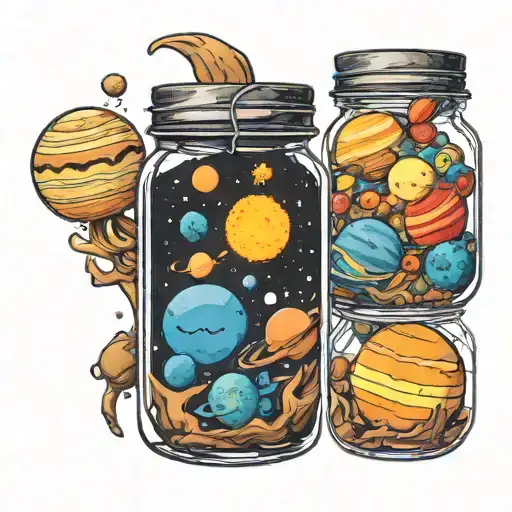 solar system in a jar tattoo design idea