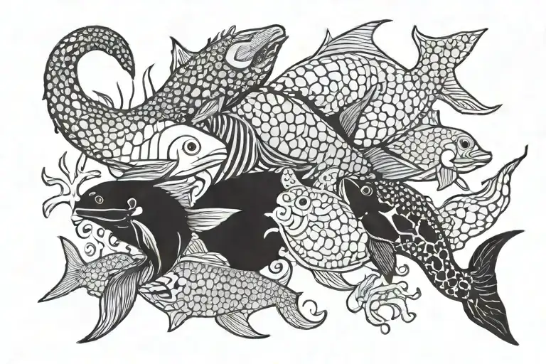SEA CREATURES tattoo design idea