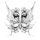 butterfly with flowers and colerful on the throat tattoo design idea