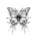 butterfly with flowers and colerful on the throat tattoo design idea