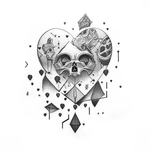 Color palette and dark chocolate and heart tattoo design idea