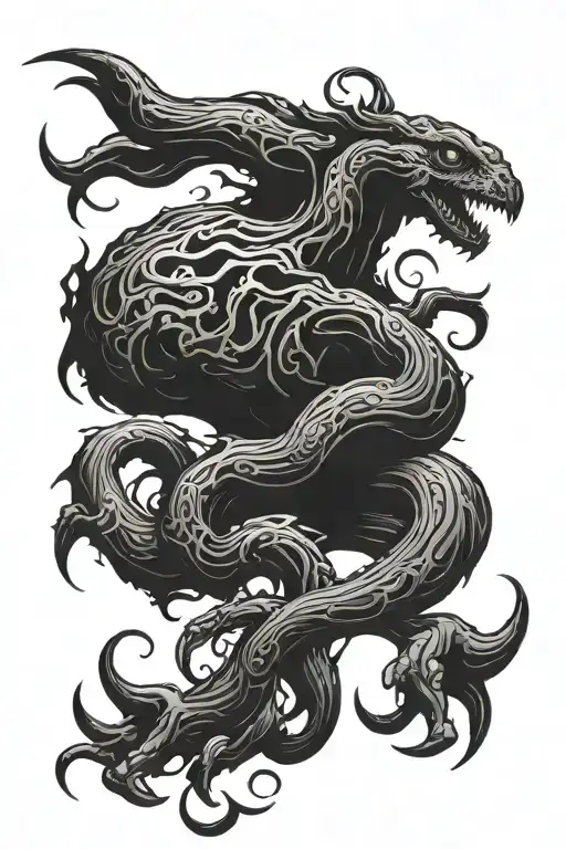 lovecraft creature simple bold black  tattoo design idea
