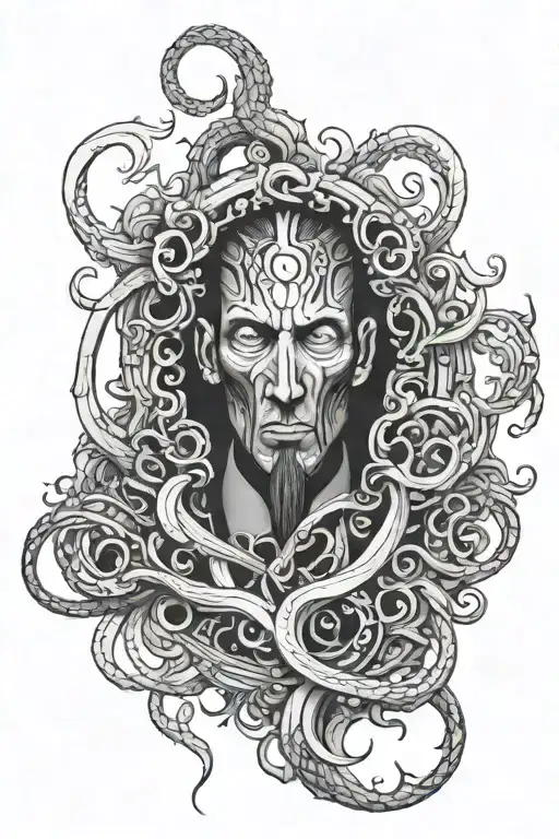 lovecraft god simple bold black  tattoo design idea