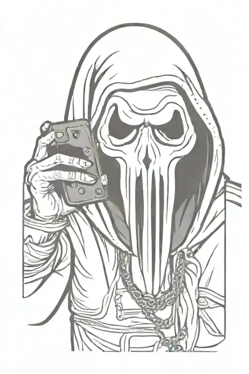 Stencil "Ghostface Killer Scream Mask, Holding A..." Tattoo Idea
