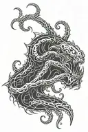 lovecraft style creature simple bold black  tattoo design idea