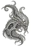 lovecraft style creature simple bold black  tattoo design idea