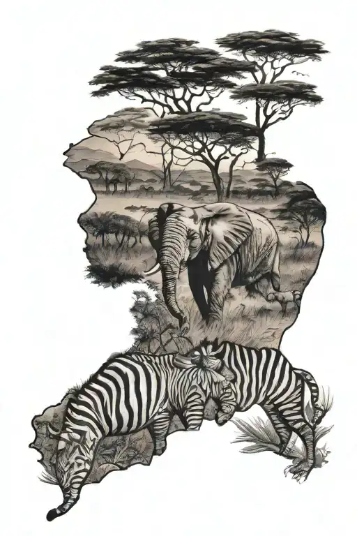 African safari tattoo design idea