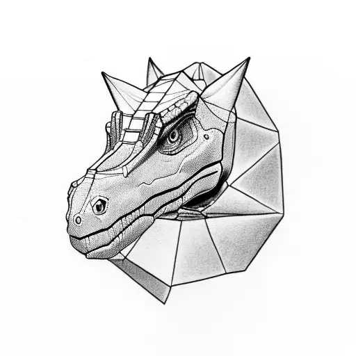 dinosaur of origami simple line work tattoo design idea