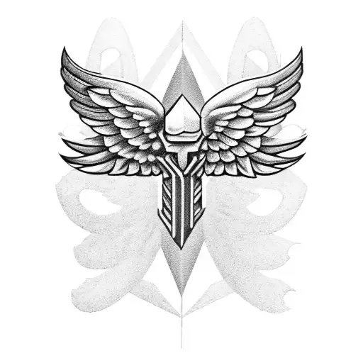 Dumbbell with wings tattoo design idea