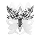 Dumbbell with wings tattoo design idea