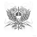 Dumbbell with wings tattoo design idea
