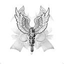 Dumbbell with wings tattoo design idea
