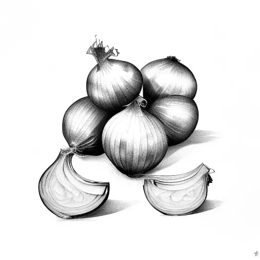 5 onions in a pile tattoo design idea