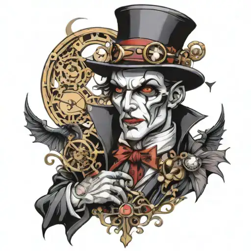 steampunk gorgeous vampire men tattoo design idea