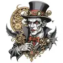 steampunk gorgeous vampire men tattoo design idea
